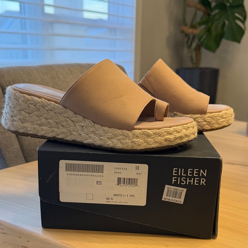 Eileen Fisher Women's Beige Espadrille Wedges